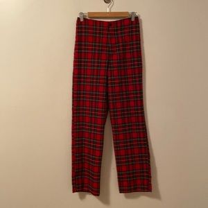 Preowned Women’s John Galt Red Plaid polyester blend pants with zipper fly